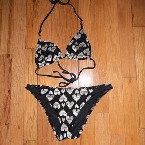 Hurley Velvet Bikini~Heart Pattern~Size Med